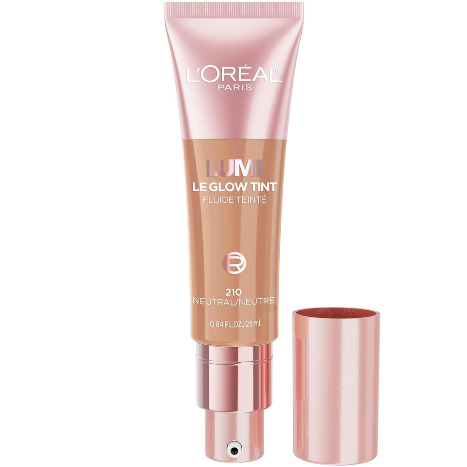 L'Oreal Paris Lumi Le Glow Skin Tint, Lightweight Water-Based Tinted Serum With Foundation-Like Coverage, Glow Illuminator, Cool 410, 0.85 Fl Oz