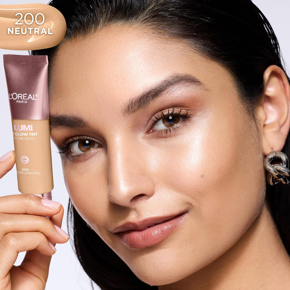 L'Oreal Paris Lumi Le Glow Skin Tint, Lightweight Water-Based Tinted Serum With Foundation-Like Coverage, Glow Illuminator, Warm 110, 0.85 Fl Oz