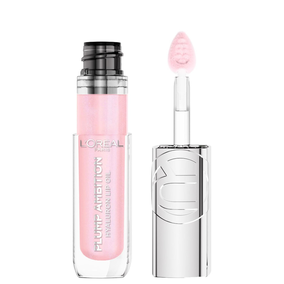 L'Oreal Paris Plump Ambition Hyaluron Lip Oil, 24 Hr Lip Gloss With Hyaluronic Acid, Volumizing Formula With Glass-Like Shine, Berry Jolie 490, 0.16 Fl Oz