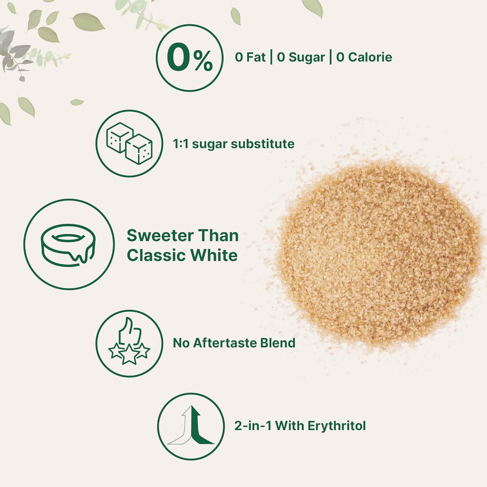 Golden Monk Fruit Sweetener With Erythritol, 4 Pounds - No After Taste - Brown Sugar Substitute, Keto Diet Friendly, Zero Calorie, Natural Sweetener For Drinks, Coffee, Tea, Cookies, No-Gmo, Vegan