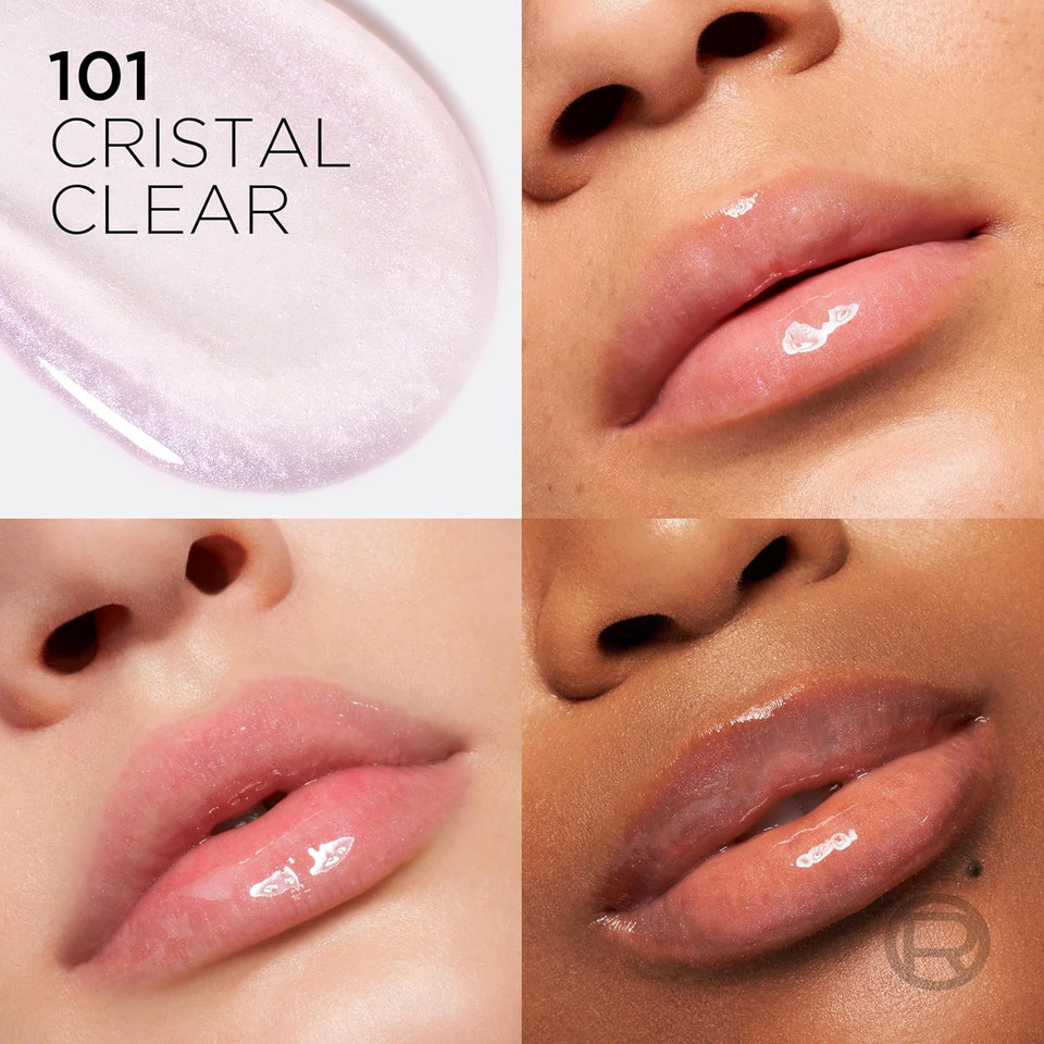 L'Oreal Paris Plump Ambition Hyaluron Lip Oil, 24 Hr Lip Gloss With Hyaluronic Acid, Volumizing Formula With Glass-Like Shine, Cristal Clear 101, 0.16 Fl Oz