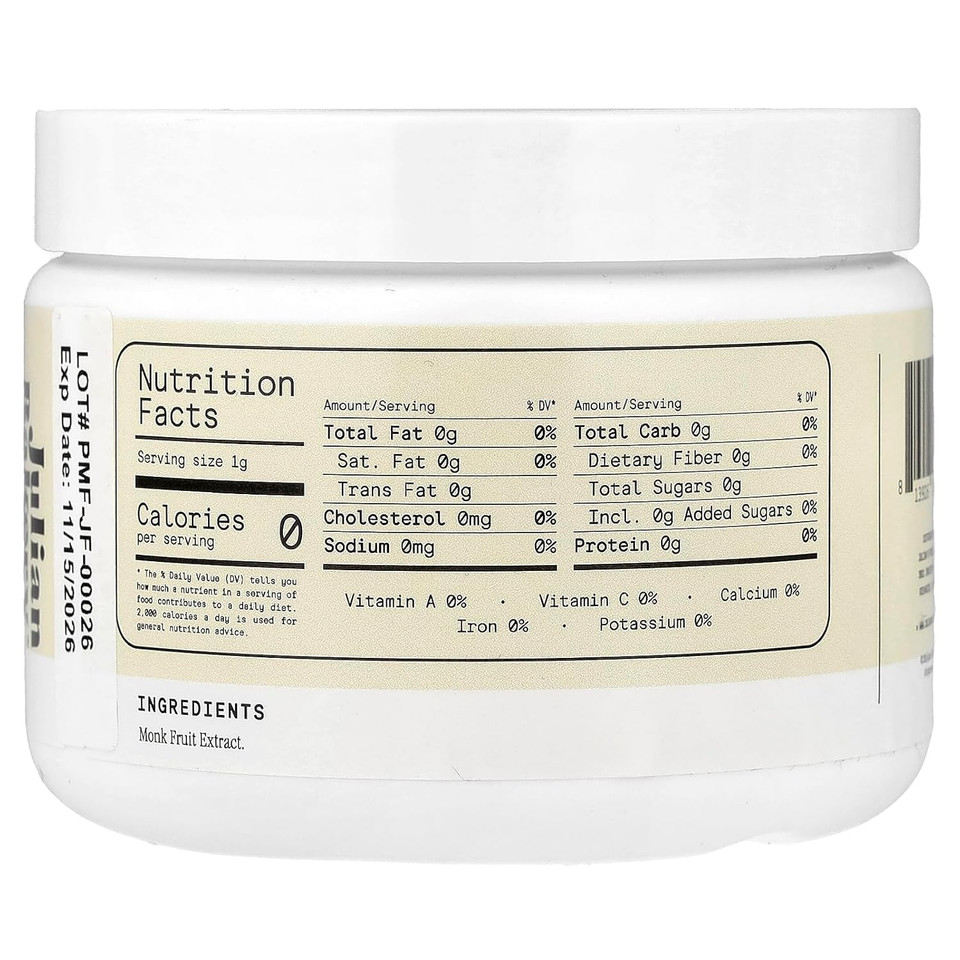 Julian Bakery Pure Monk | V25% Monk Fruit Extract | Sweetener | Sugar Free | 3.5Oz | 100 Servings