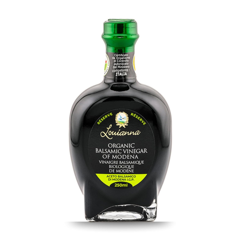 Louianna - Organic Balsamic Vinegar Of Modena, High Polyphenol Aged Balsamic Vinegar, Aromatic Vinegar Made Of Trebbiano Grapes, With Igp Recognition, 250 Ml