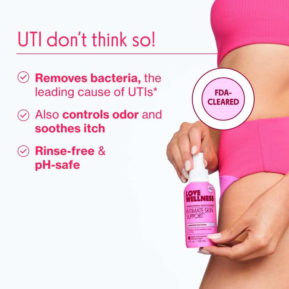 Love Wellness Intimate Skin Support I Uti Prevention And Cleanser Spray I Odor Removal & Itch Relief, Hypochlorous Acid Formula, Ph-Balanced & Fragrance-Free, 4 Fl Oz
