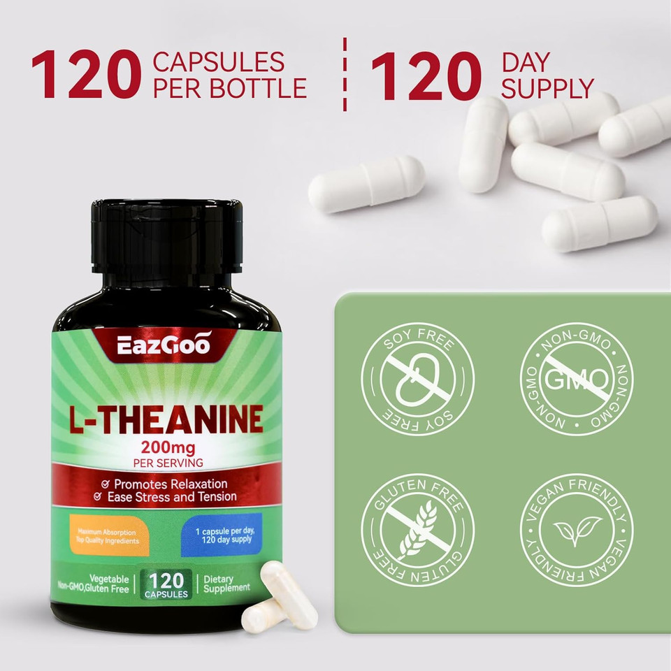 L-Theanine 200Mg, Amino Acid Supplement To Support Relaxation, Stress, L Theanine Capsules - Non-Gmo, Gluten Free, 240 Veg Capsules