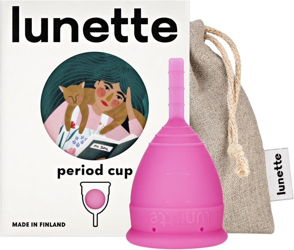 Lunette Menstrual Cup  Best Reusable Period Cup  Wear For 12 Hours And Reuse Up To 10 Years, Pink Size 1 For Light To Moderate Flow