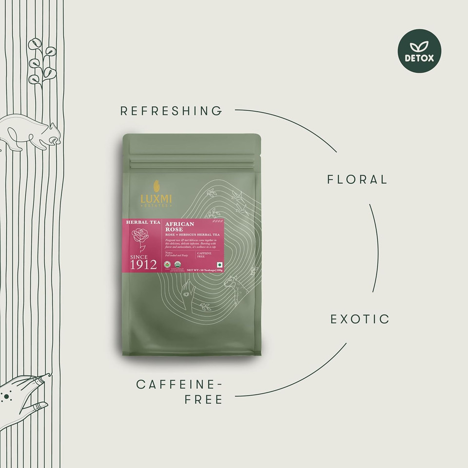 Luxmi Estates Pure Dandelion Herbal Organic Dandelion Tea (50 Tea Bags) Caffeine Free Tea Bags For Detox, Cleansing, And Digestion, With Certified Organic Dandelion Root Tea