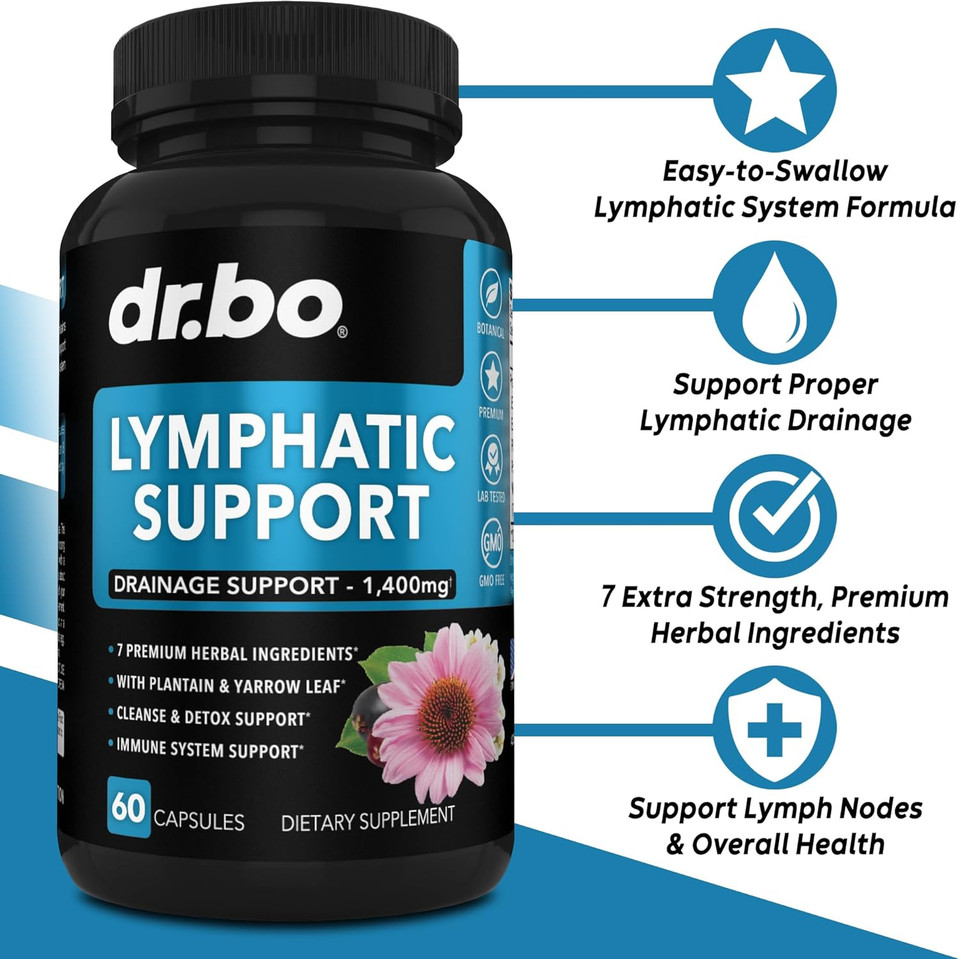 Lymphatic Drainage Supplements Pills - Lymphatic Support Total Herbal Cleanse Products With Echinacea Lymph System Support Supplement For Nodes Legs & Neck - Lymph Node Detox Cleanse System Drainage