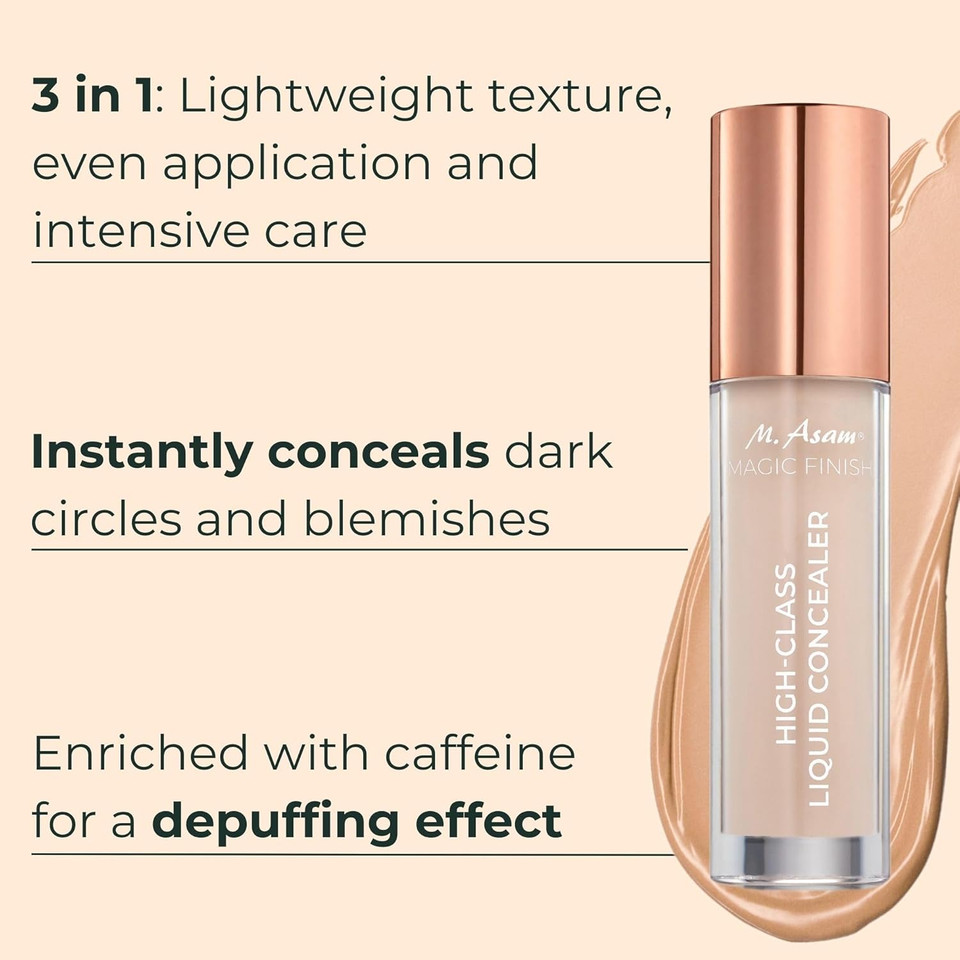 M. Asam Magic Finish Highclass Liquid Concealer Ivory (0.13 Fl Oz) - 4-In-1 Concealer With Mimic-Lift Complex & High Coverage For Dark Circles & Blemishes, Vegan Make Up With Illuminating Pigments