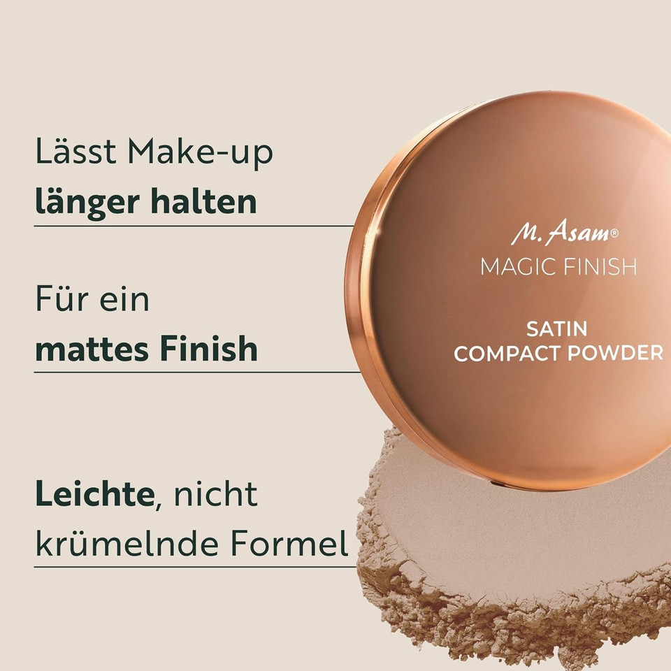 M. Asam Magic Finish Satin Compact Powder Ivory (8 G) - Pressed Powder For Perfect Hold, Matting & Perfecting, Prolongs The Hold Of Make-Up, With Hyaluronic Acid & Vitamin E, Vegan