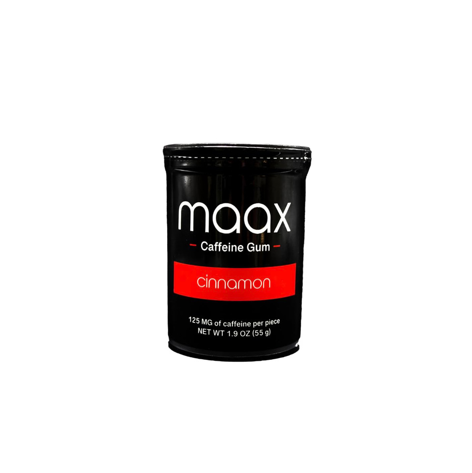 Maax Caffeine Energy Gum | Focus Gum | 125Mg Of Caffeine Per Piece | Cinnamon | 25 Pieces Per Container