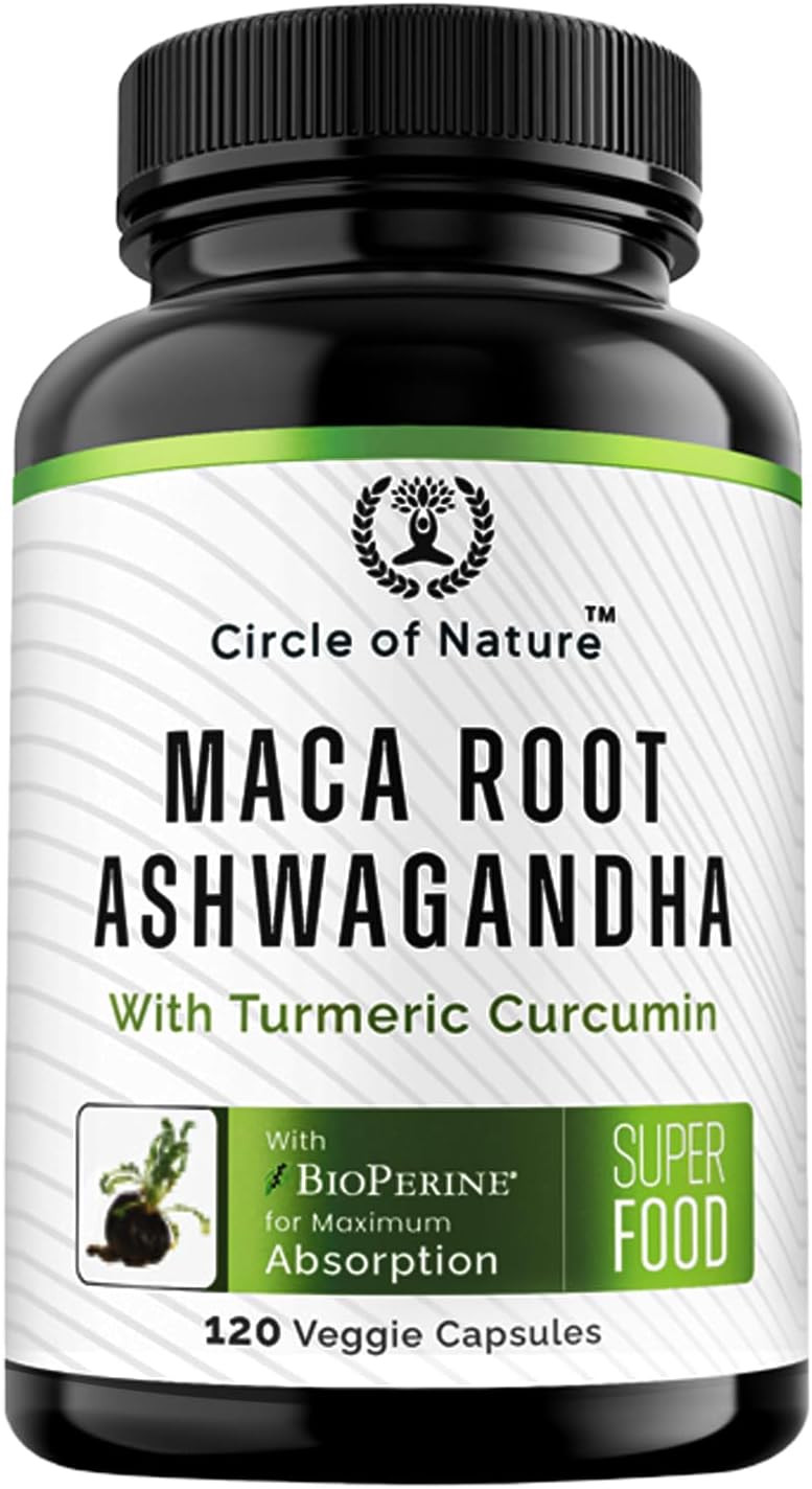 Maca Root Ashwagandha & Mushroom Suppliment Contains Lions Mane, Cordyceps, Reshi, Shitake