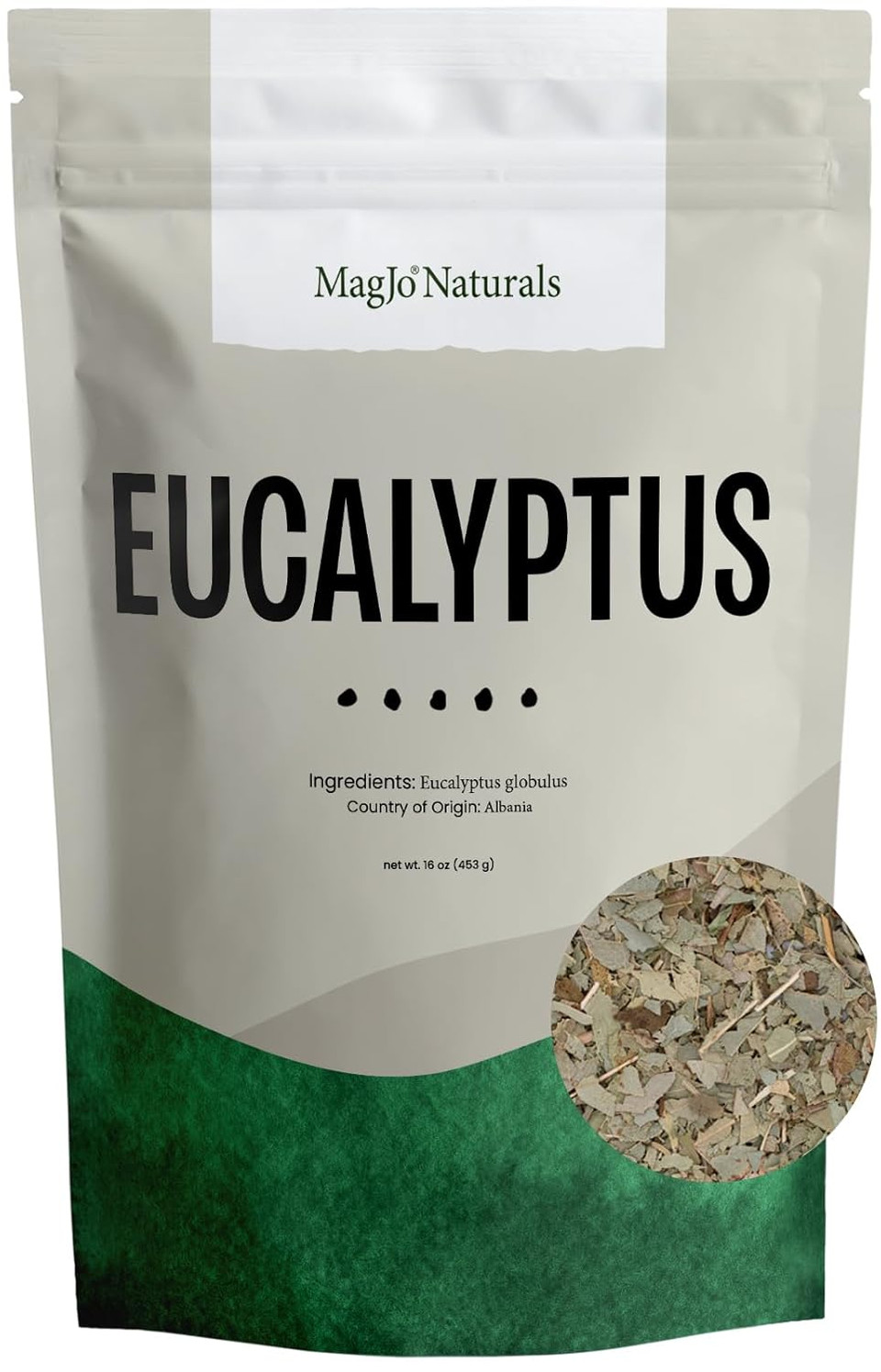 Magjo Naturals, Dried Eucalyptus Leaf (16 Ounce) Wild Harvest, Cut Leaf, Bulk Dried Eucalyptus Leaves, Eucalyptus Tea, Sourced From Fresh Eucalyptus Leaves, Eucalyptus Leaves Dried Real