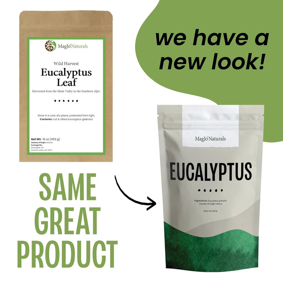 Magjo Naturals, Dried Eucalyptus Leaf (16 Ounce) Wild Harvest, Cut Leaf, Bulk Dried Eucalyptus Leaves, Eucalyptus Tea, Sourced From Fresh Eucalyptus Leaves, Eucalyptus Leaves Dried Real