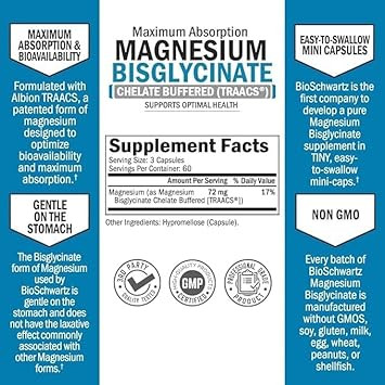 Magnesium Bisglycinate Chelated Supplement - High Absorption Magnesium Supplement For Muscle, Bone & Joint Support, Non-Laxative, Fully Buffered, Non-Gmo, Maximum Bioavailability - 360 Capsules