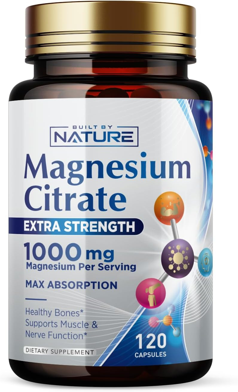 Magnesium Citrate 1000Mg - Max Absorption & High Potency Magnesium Complex Supplement For Heart, Muscle, Nerve, Bone Health & Stress Relief - Non-Gmo, Gluten-Free - 120 Vegan Capsules