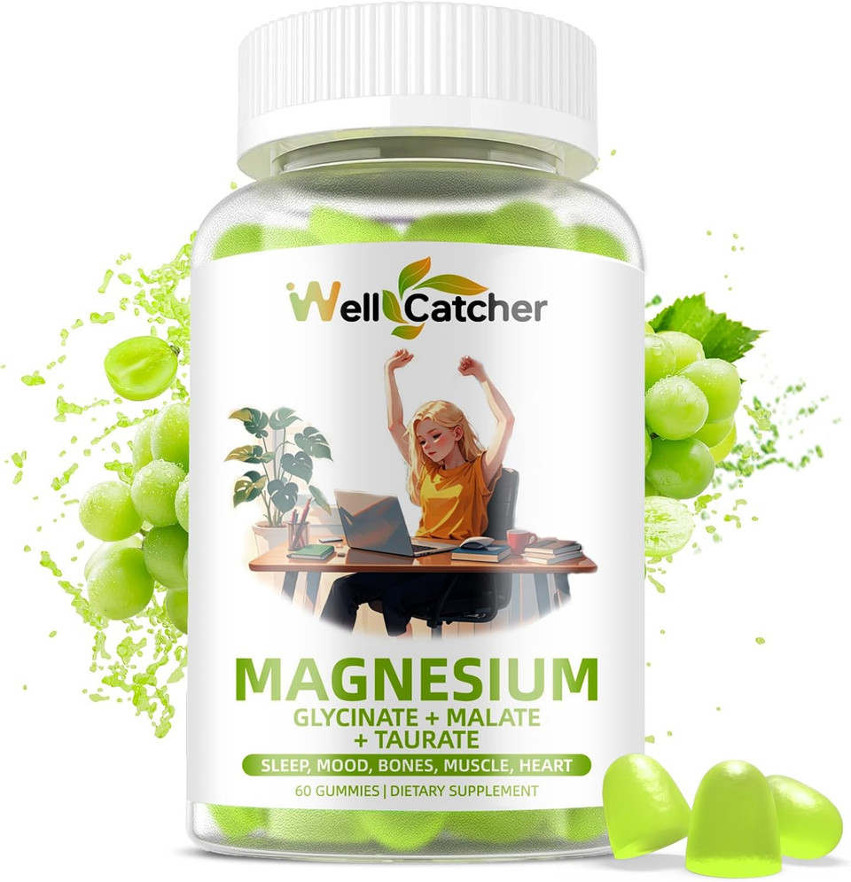 Magnesium Complex Gummies For Adults: Triple Magnesium Supplement Sugar Free Magnesium Glycinate Malate Taurate Gummies For Men Women Support Sleep Mood Bones Muscle Heart Health Organic 60Ct