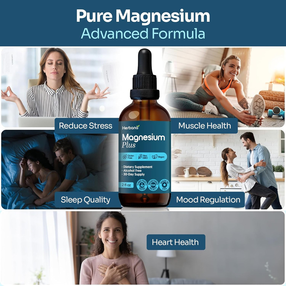 Magnesium Complex Plus 2 Fl Oz Liquid Drops - Advanced Magnesium Citrate, Glycinate, L-Threonate With Vitamins B6, D, C Supplement - High Potency 100% Absorption - 30-Day Supply