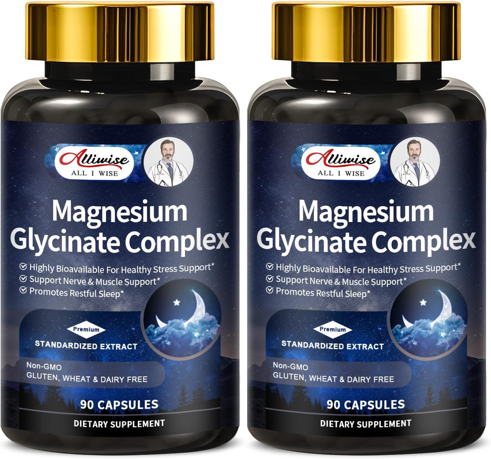 Magnesium Glycinate Complex, High Absorption Vegan Magnesium Supplement For Women And Men, Sleep Support* Promotes Relaxation, Heart, Muscle & Bone Support*, Gluten, Dairy And Soy Free -90 Ct