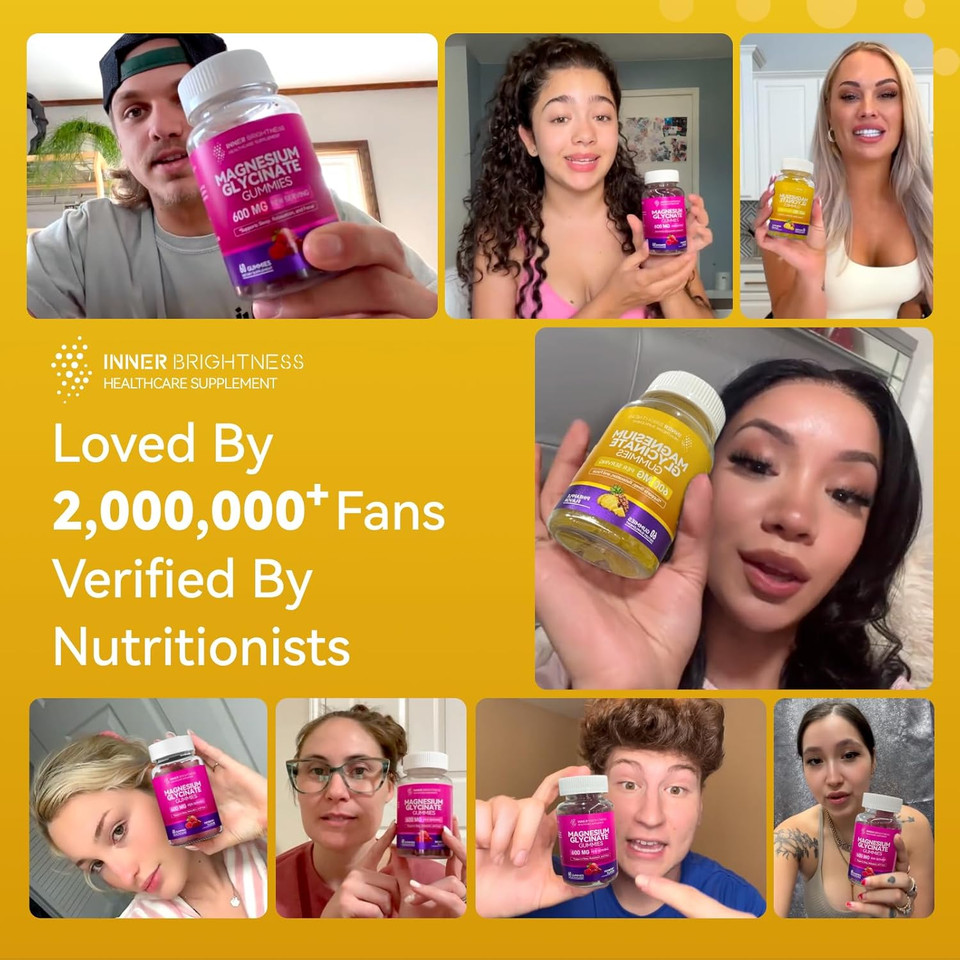 Magnesium Glycinate Gummies 600Mg, Non-Gmo, Gluten-Free, Magnesium Gummies For Adults & Kids, Sleep, Relaxation & Focus, Pineapple Flavor, 60 Count