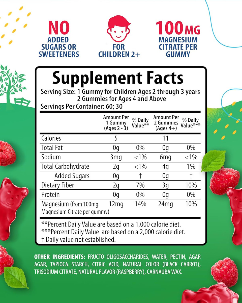 Magnesium Gummies For Kids & Adults - 100Mg - Calm Magnesium Chews - Magnesium Citrate Chewable Supplement For Mood & Muscle Support - 90 Gummies