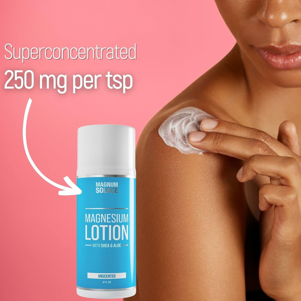 Magnesium Lotion  Super Concentrated  Made With Aloe And Shea  For Leg Cramps, Sore Muscles & Joints, Rejuvenation  Safe For Kids, Made In The Usa (Sandalwood)