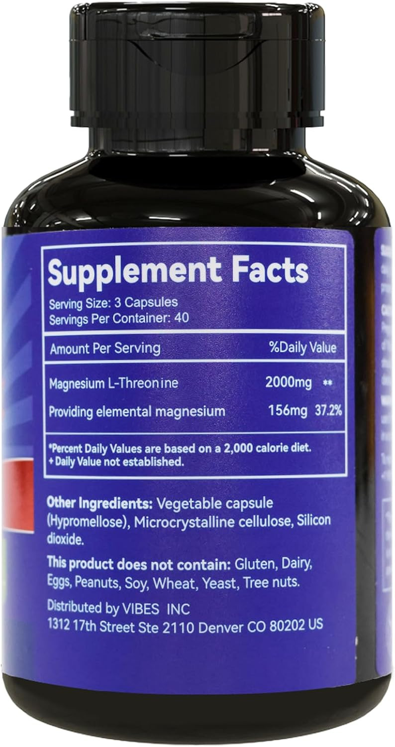 Magnesium L-Threonine Supplement, Mineral Magnesium Supplement, Magnesium L-Threonine 2000Mg, 120 Capsules