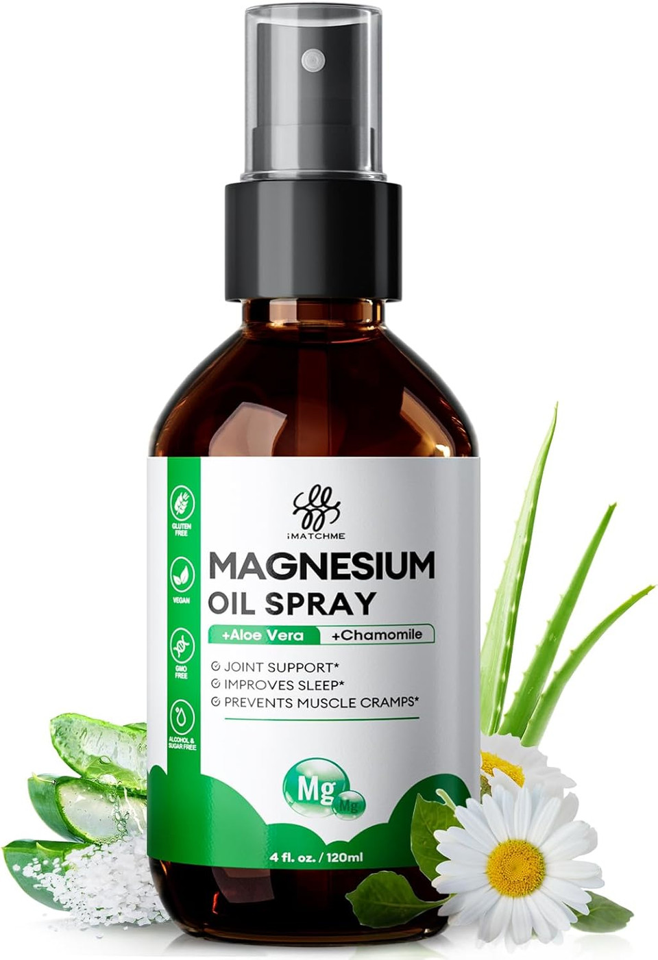 Magnesium Oil Spray - Magnesium Spray For Feet & Body, Leg Cramps, Joint Health & Sleep Support, Nourish Skin - Pure, Topical And Natural Oil From Ancient Minerals, 4Oz