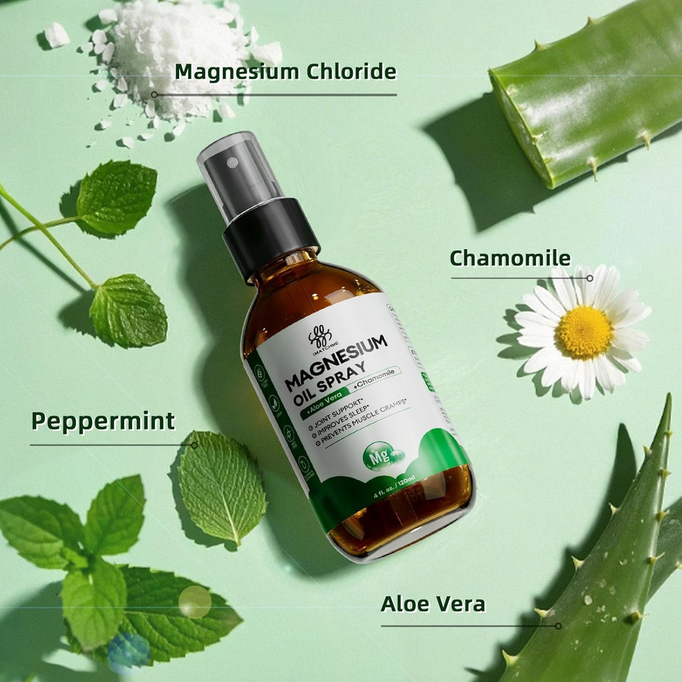 Magnesium Oil Spray - Magnesium Spray For Feet & Body, Leg Cramps, Joint Health & Sleep Support, Nourish Skin - Pure, Topical And Natural Oil From Ancient Minerals, 4Oz