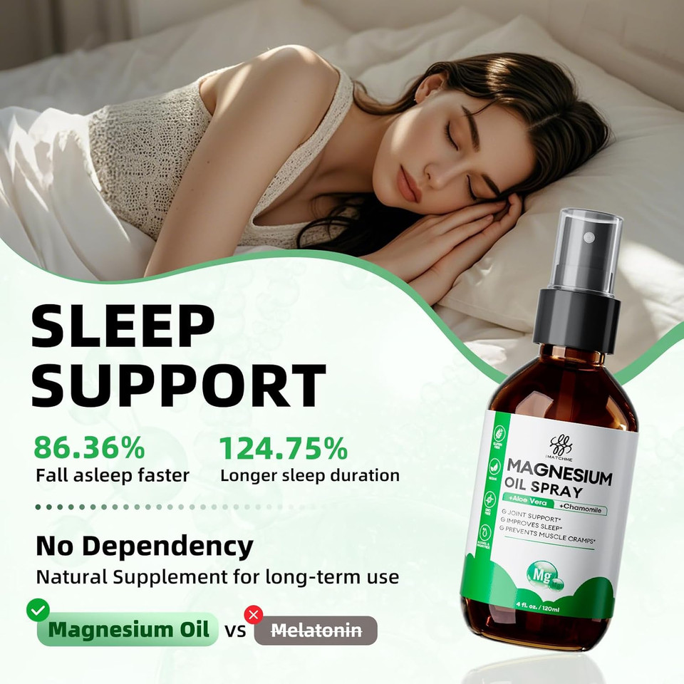 Magnesium Oil Spray - Magnesium Spray For Feet & Body, Leg Cramps, Joint Health & Sleep Support, Nourish Skin - Pure, Topical And Natural Oil From Ancient Minerals, 4Oz