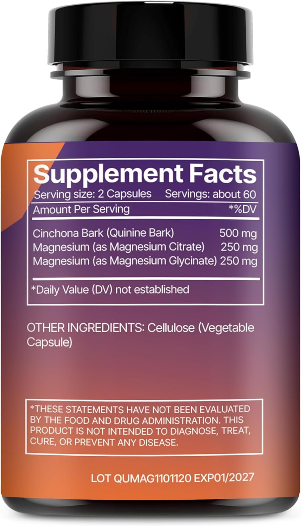 Magnesiun Cinchona 120 Capsules - Supplement For Digestive Health Support - Natural Cinchona Officinalis Bark - High Potency