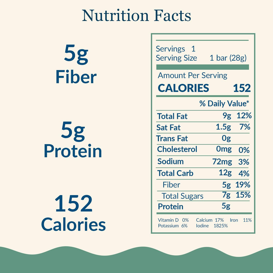 Maine Coast Sea Vegetables Kelp Krunch Original Sesame Bars | Organic Sesame Seed Snacks | Crunchy Seed Bars With Wild-Harvested Kelp | Gluten-Free, Dairy-Free, Vegan | 1 Oz - 1 Krunch Bar (Wrapped)