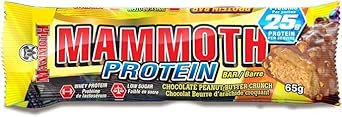 Mammoth Protein Bar, Chocolate Peanut Butter Crunch, 25G Protein, Low Sugar, Low Carb, Gluten Free, 12 X 65G (12 Count) (Chocolate Peanut Butter Crunch) (12 Count, Chocolate Caramel Crunch)