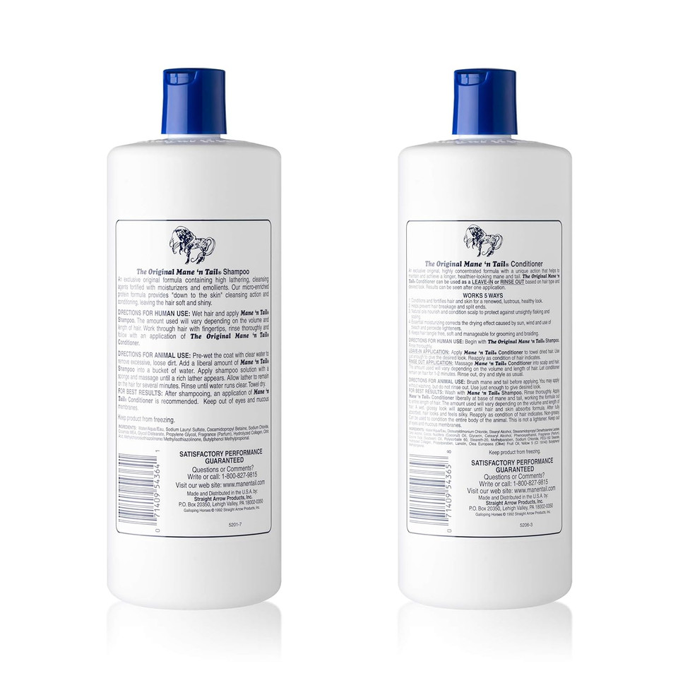 Mane 'N Tail Shampoo & Conditioner Combo Set (32 Oz Each) For Horses And Humans For A "Down To The Skin" Cleansing And Conditioning