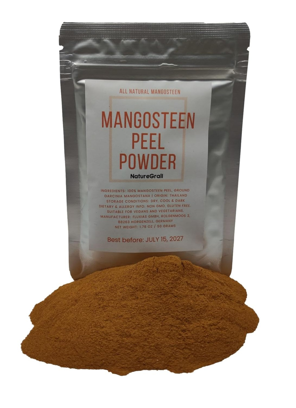Mangosteen Peel Powder - Made From 100% Garcinia Mangostana Rind, Dried And Ground - Net Weight: 1.76Oz/50G