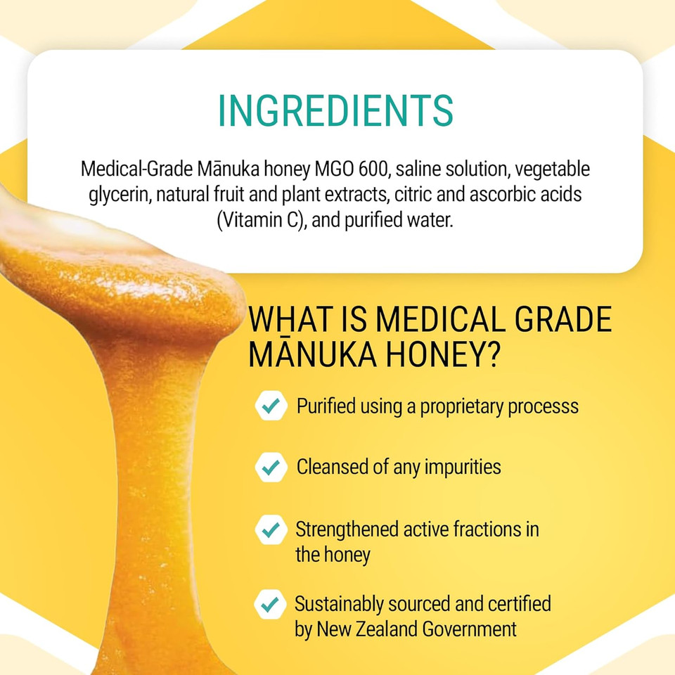 Manukaguard Medical Grade Manuka Honey Immuneguard Nasal Spray With Saline Solution For Nose Rinse, Sinus Congestion, Immune Support For Adults, Moisturizing, Mgo 600, 1.35 Fl Oz Bottle