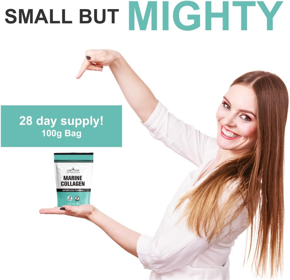 Marine Collagen Powder, 100% Superfood, Usa Grown, Type 1 & 3 Skin And Hair Health Superfood, For Smoothies, Coffees, Cooking, Baking, And Teas. (100 Grams)