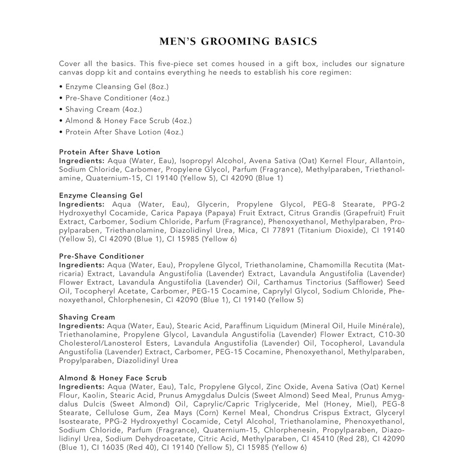 Mario Badescu Men Grooming Basics 5 Piece-Kit, Skin Care Gift Set For Men, With Pre Shave Conditioner, Shaving Cream, Almond & Honey Face Scrub, After Shave Lotion, And Enzyme Cleansing Gel