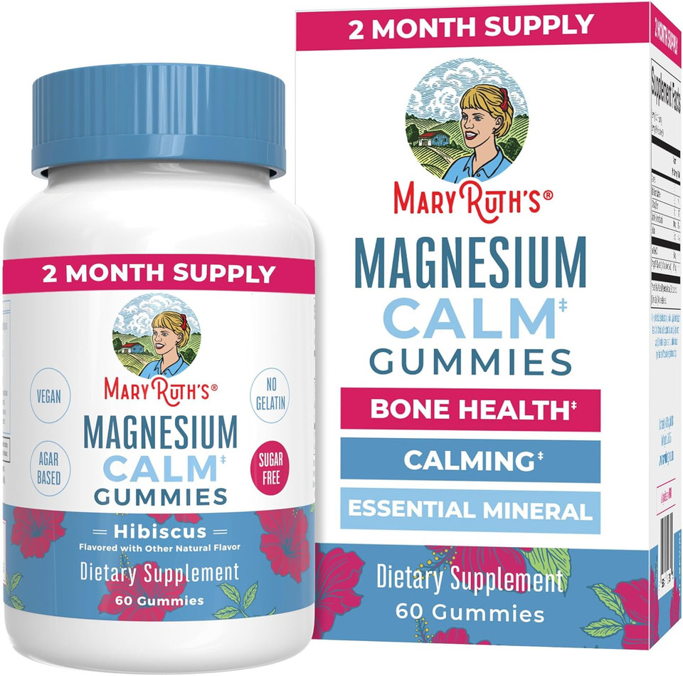 Maryruth Organics Calm Magnesium Citrate Gummies | 2 Month Supply | Sugar Free | Magnesium Supplement For Adults | Stress Relief | Bone Health | Vegan | 60 Count