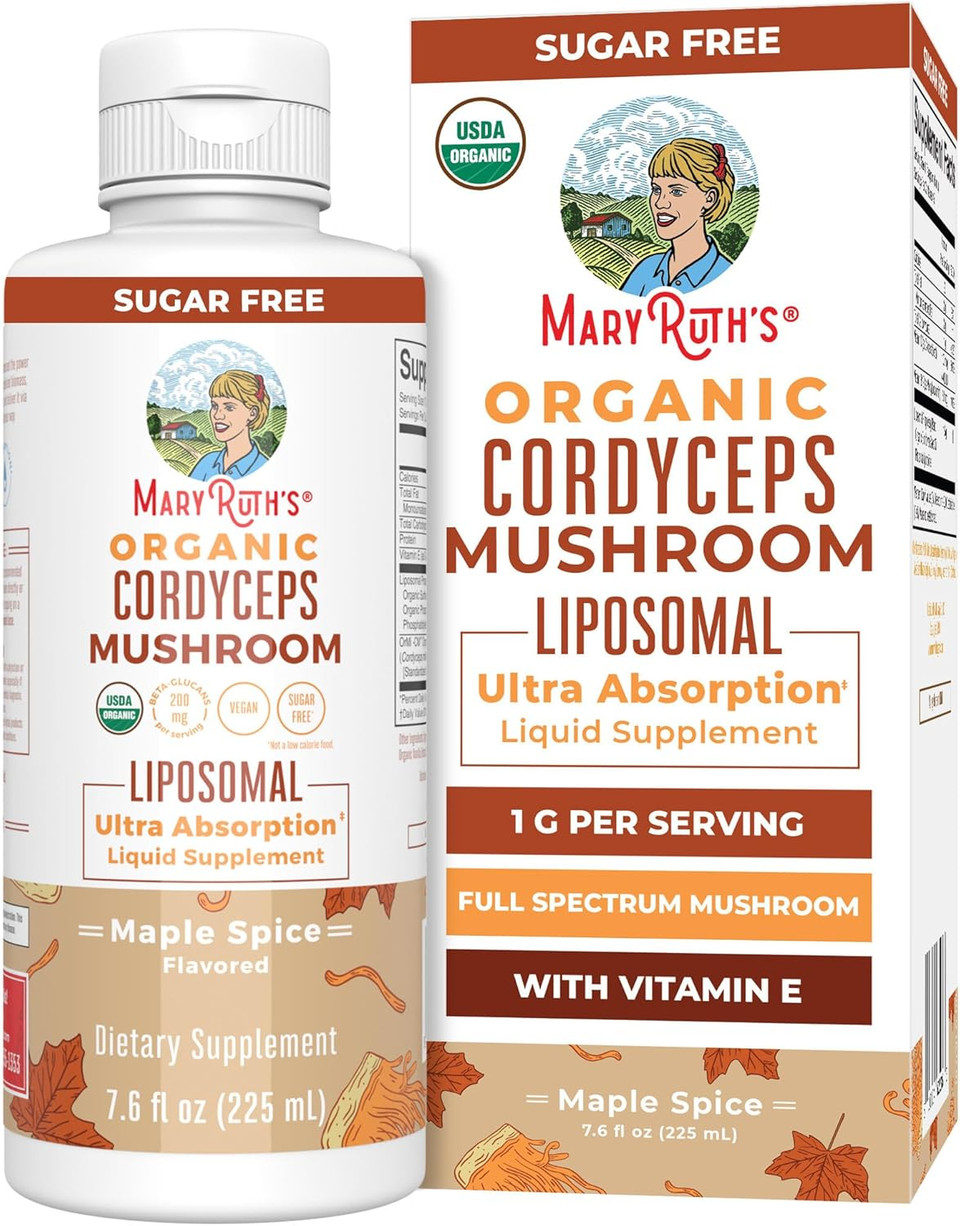 Maryruth Organics Cordyceps Mushroom Supplement | Ultra Absorption Liposomal | Full Spectrum Mushroom | 200Mg Beta-Glucans Per Serving | Usda Organic | Vegan | 7.6 Oz | 15 Servings