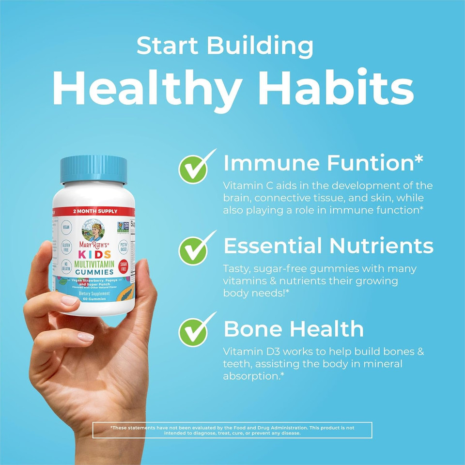 Maryruth Organics Multivitamin And Probiotic Gummies (Strawberry) For Kids | Clean Label Project Verified® | Vitamins For Gut Health, Immunity, & Overall Wellness | Vegan, Non-Gmo, Gluten Free