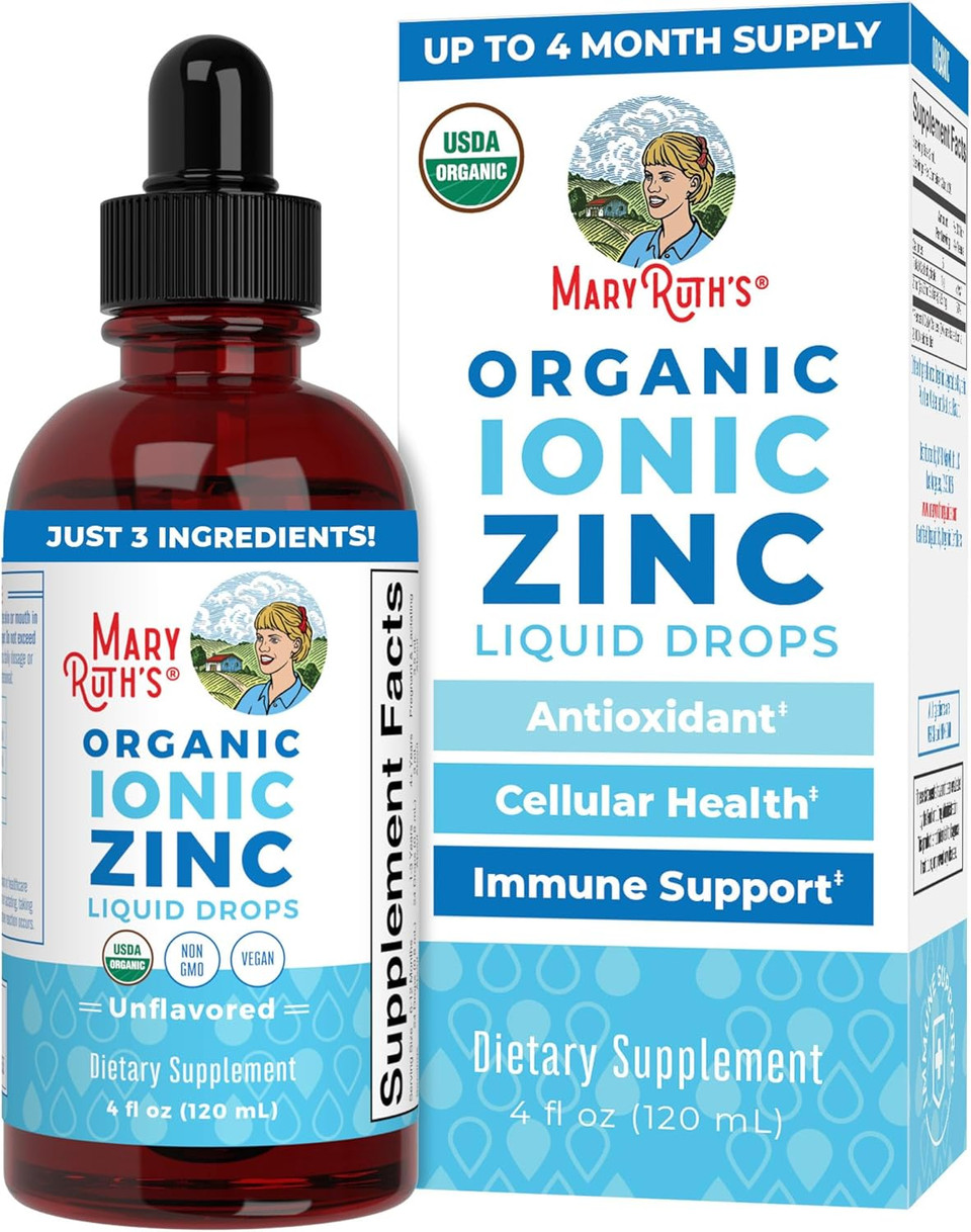 Maryruth Organics Zinc Supplements For Immune Support | Ionic Zinc For Kids & Adults | Liquid Zinc Supplement | 40 Day Supply | Skin Care Supplement | Vegan | Gluten Free | Glycerin Based | 4 Oz