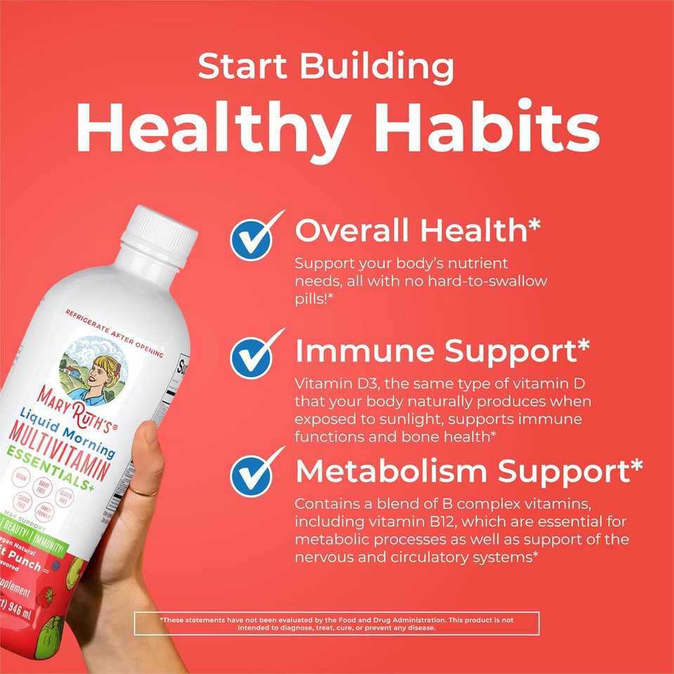 Maryruth'S Liquid Morning Multivitamin (Fruit Punch) & Liquid Nighttime Multimineral (Coconut, 15Oz) | Clean Label Project Verified® | Vegan Vitamins For Energy, Bedtime Routine & Overall Health