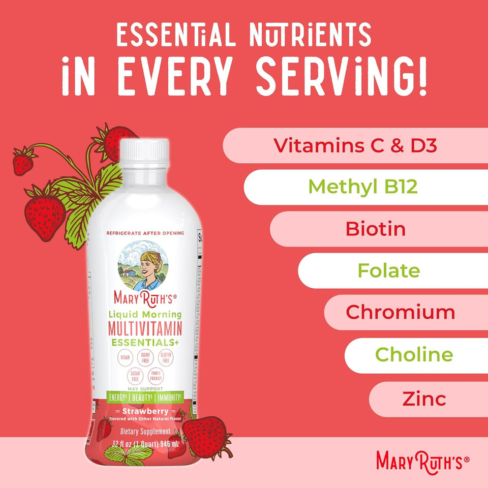 Maryruth'S Liquid Morning Multivitamin (Strawberry) & Liquid Nighttime Multimineral (Pineapple) | Clean Label Project Verified® | Vitamins & Magnesium For Energy, Bedtime, & Overall Health | Vegan