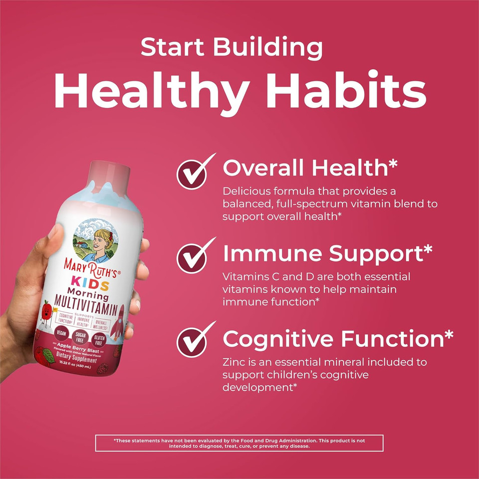 Maryruth'S Liquid Multivitamin (Apple Berry) & Nighttime Multimineral (Peaches & Cream) For Kids | Clean Label Project Verified® | Vitamins For Energy, Muscle Relaxation, & Overall Wellness | Vegan
