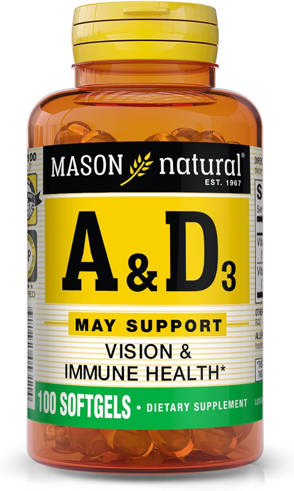Mason Natural A-5000 Iu With D-400 Iu Softgels, Fish Liver Oil - 100 Ea