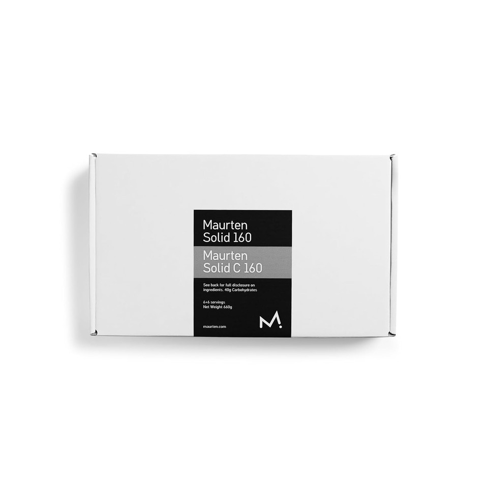 Maurten Energy Bar Mix Box 6X Solid 160, 6X Solid C160 - Box With 2 Mini-Bars On Oat-Rice Base - Power Bar With 40 G Carbohydrates For Endurance Sports Like Marathon - Low Fiber, Vegan, Gluten-Free