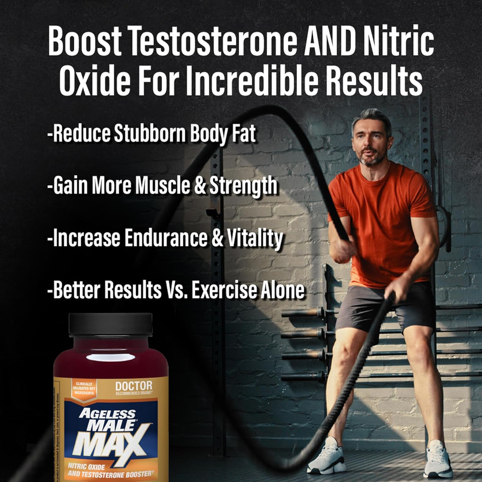 Max Total Testosterone Booster Supplement For Men, 60 Caplets