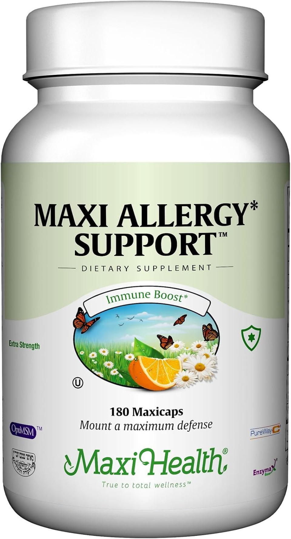 Maxi Health Allergy Support Vitamin C With Msm Sinus & Nasal Health, 180 Count