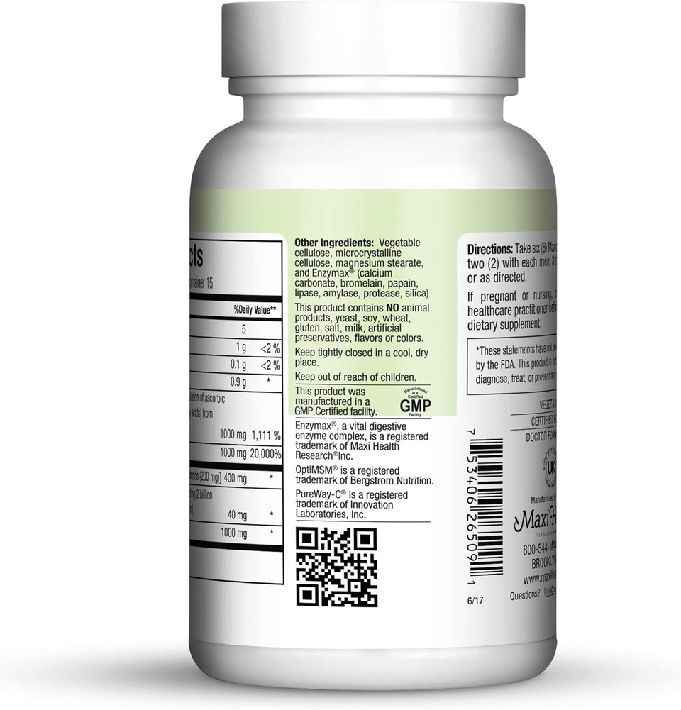 Maxi Health Allergy Support Vitamin C With Msm Sinus & Nasal Health, 90 Count